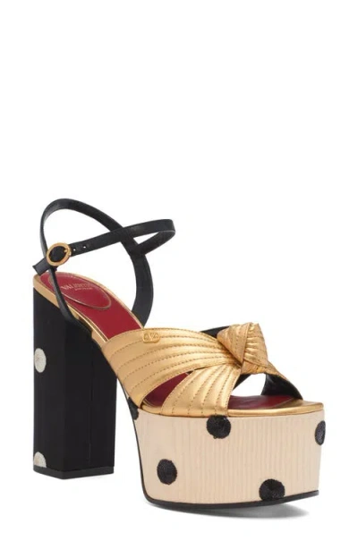 Valentino Platform Sandals With Chunky Heels In Gold
