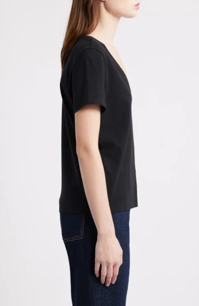 Madewell Relaxed Slub V Neck Updated Tee Jet Black In Black