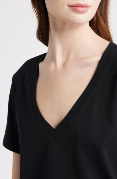 Madewell Relaxed Slub V Neck Updated Tee Jet Black In Black