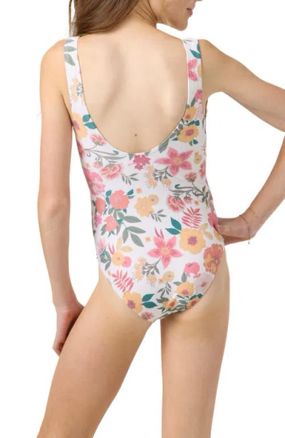 O'neill Camellia Floral Twist Cutout One-piece Swimsuit In White