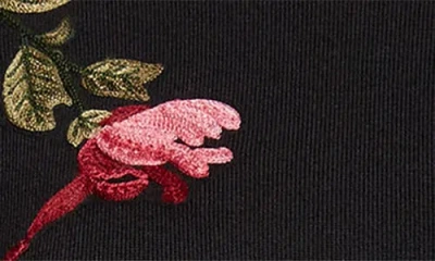 Carolina Herrera Chrysanthemum Embroidered Long Sleeve Jersey Midi Dress In Black