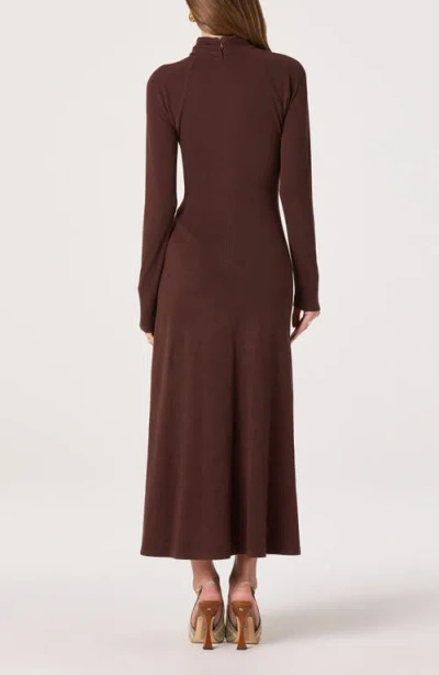 Astr The Label Long Sleeve Mock Neck Dress In Brown