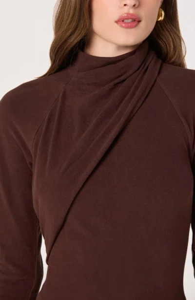 Astr The Label Long Sleeve Mock Neck Dress In Brown