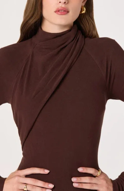 Astr The Label Long Sleeve Mock Neck Dress In Brown