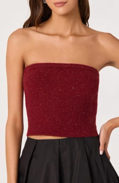 Astr The Label Metallic Bolero Jacket & Tube Top Set In Red