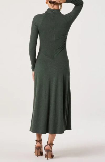 Astr The Label Long Sleeve Mock Neck Dress In Green