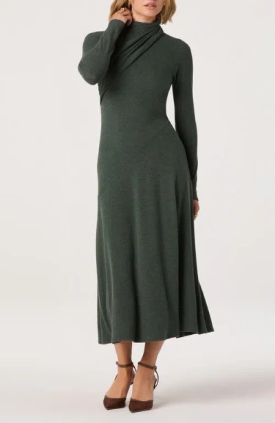 Astr The Label Long Sleeve Mock Neck Dress In Green