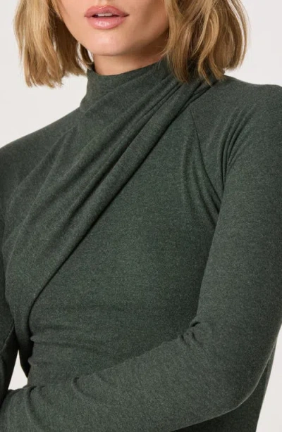Astr The Label Long Sleeve Mock Neck Dress In Green