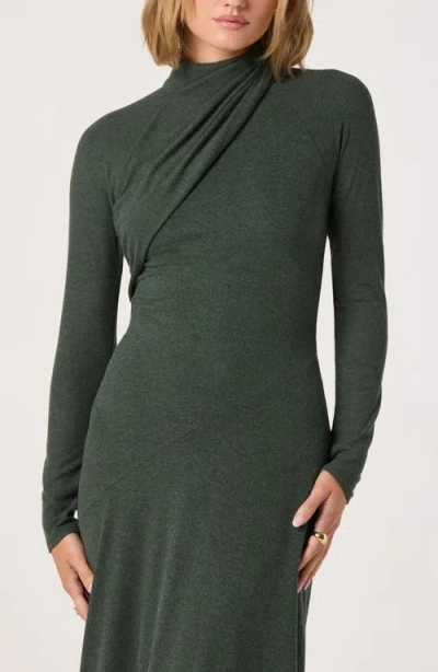 Astr The Label Long Sleeve Mock Neck Dress In Green