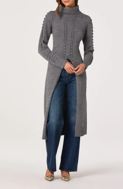 Astr The Label Textured Maxi Turtleneck Sweater In Gray