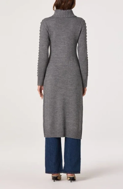 Astr The Label Textured Maxi Turtleneck Sweater In Gray
