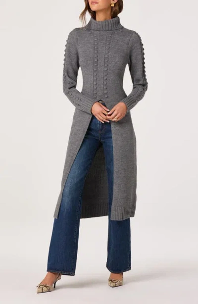 Astr The Label Textured Maxi Turtleneck Sweater In Gray