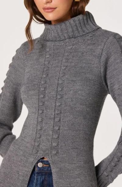 Astr The Label Textured Maxi Turtleneck Sweater In Gray