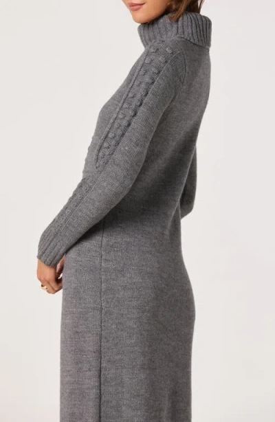 Astr The Label Textured Maxi Turtleneck Sweater In Gray