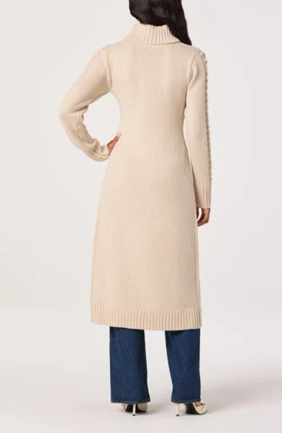 Astr The Label Textured Maxi Turtleneck Sweater In Neutral