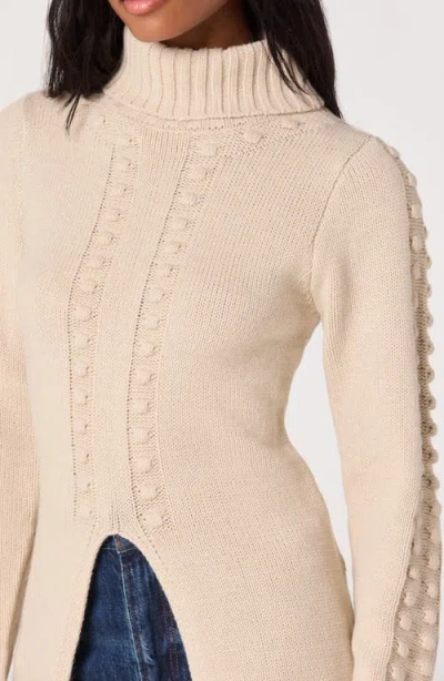Astr The Label Textured Maxi Turtleneck Sweater In Neutral