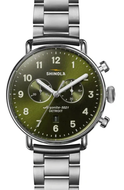 Shinola Canfield Chronograph Bracelet Watch, 43mm In Green