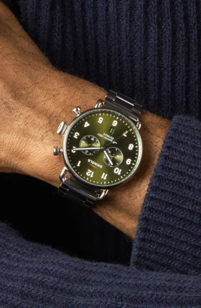 Shinola Canfield Chronograph Bracelet Watch, 43mm In Green