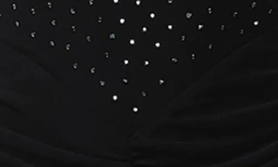 Afrm Cruz Rhinestone Long Sleeve Mesh Midi Dress In Black