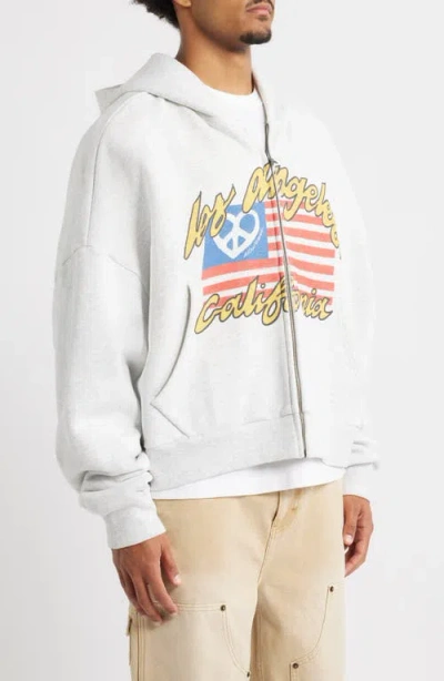 Elwood Flag Graphic Zip Hoodie In Gray