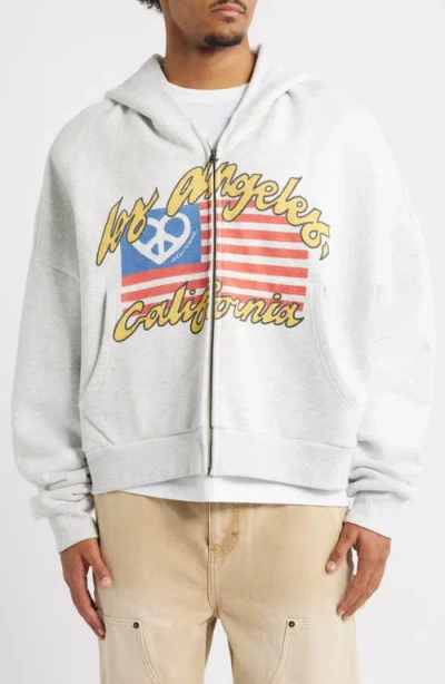 Elwood Flag Graphic Zip Hoodie In Gray