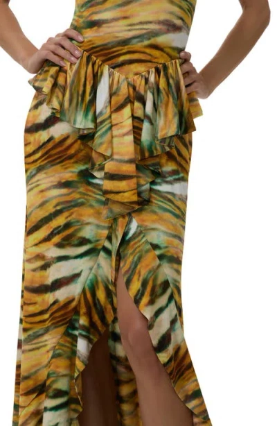 Afrm Bovina Tiger Print Sleeveless Dress In Multi