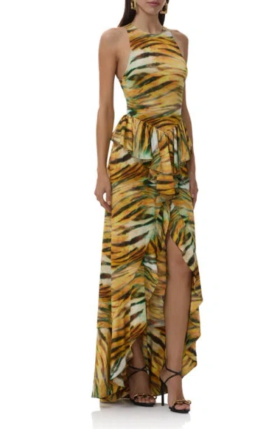 Afrm Bovina Tiger Print Sleeveless Dress In Multi