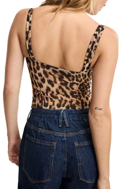 Good American Mesh Bustier Lucky Leopard001 In Brown