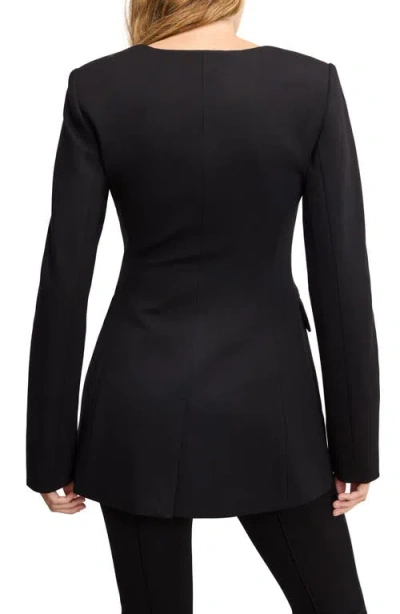 Good American Womens Black001 Sculpted Square-neck Stretch-woven Blazer In Black
