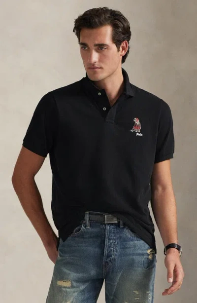 Polo Ralph Lauren Classic Fit Dog Embroidered Polo In Black