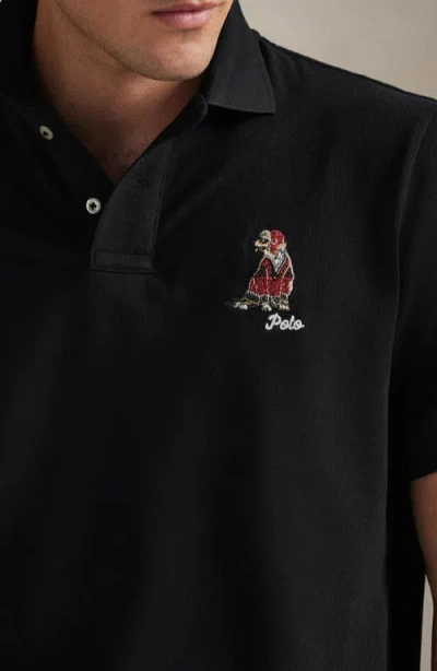 Polo Ralph Lauren Classic Fit Dog Embroidered Polo In Black