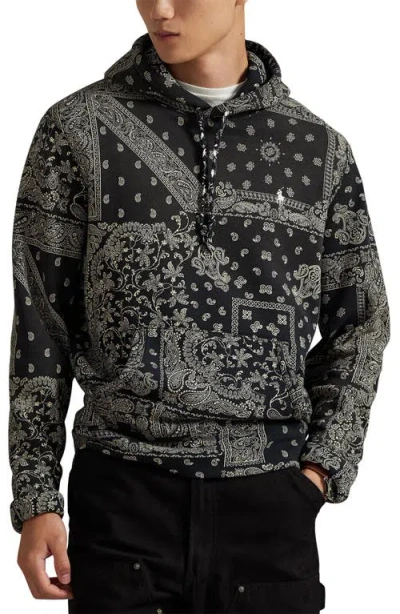 Polo Ralph Lauren Ralph Lauren Bandanna-print Fleece Hoodie In Black