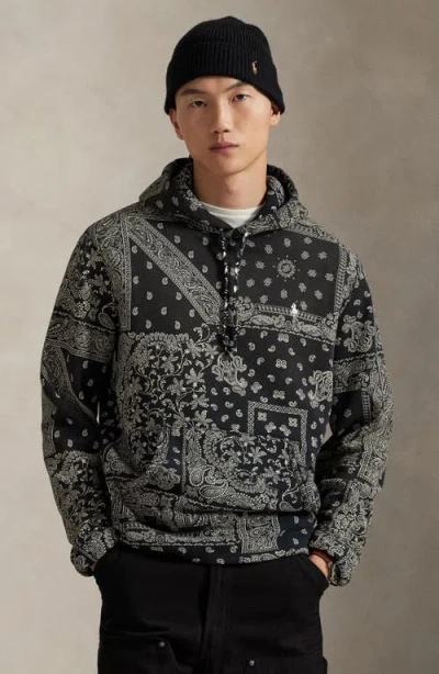 Polo Ralph Lauren Ralph Lauren Bandanna-print Fleece Hoodie In Black