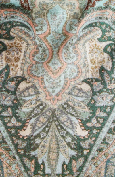 Zimmermann Wanderlust Belted Embellished Scalloped Printed Swimsuit In Green