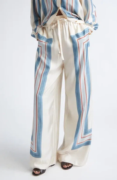 Zimmermann Womens Ticking Stripe Wide-leg Silk Trousers In Multi