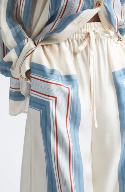 Zimmermann Womens Ticking Stripe Wide-leg Silk Trousers In Multi