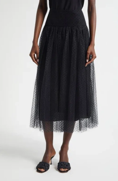 Zimmermann Flocked Dot Tulle Midi Skirt In Multi