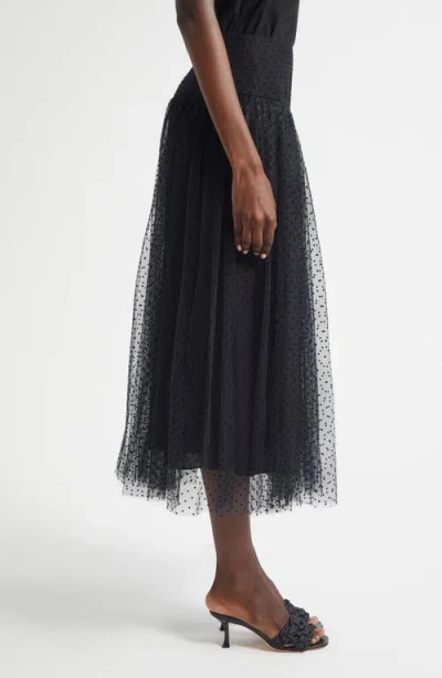 Zimmermann Flocked Dot Tulle Midi Skirt In Multi