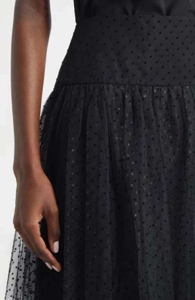Zimmermann Flocked Dot Tulle Midi Skirt In Multi