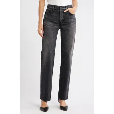 Moussy Vintage Glencoe High-rise Straight-leg Jeans In Black