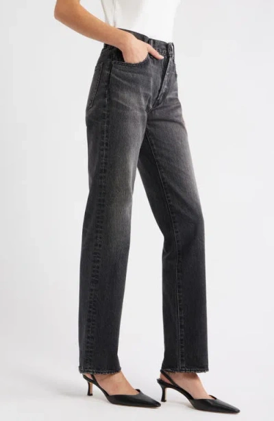 Moussy Vintage Glencoe High-rise Straight-leg Jeans In Black
