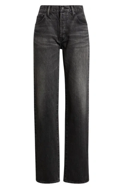 Moussy Vintage Glencoe High-rise Straight-leg Jeans In Black