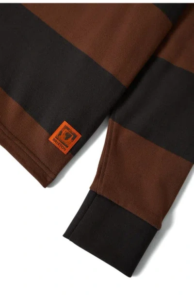 Brixton Union Long Sleeve Stripe Rugby Polo In Brown