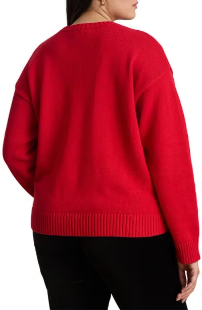 Ralph Lauren Intarsia-knit Foxhound Cotton Sweater In Red