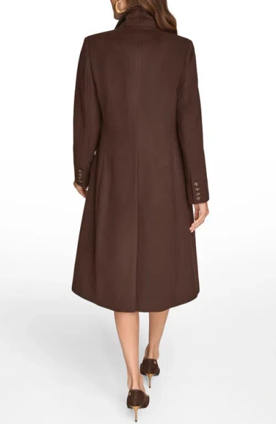 Donna Karan New York Tailored Double Breasted Wool Blend Coat In Brown