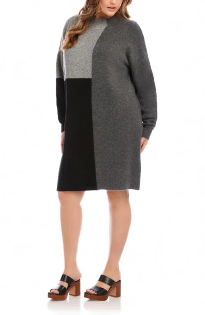 Karen Kane Colorblock Long Sleeve Sweater Dress In Multi