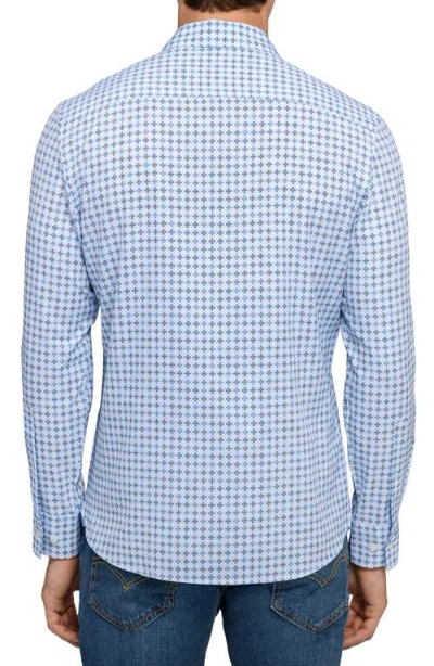 Construct Quadruple Diamond Woven Long Sleeve Basic In Blue