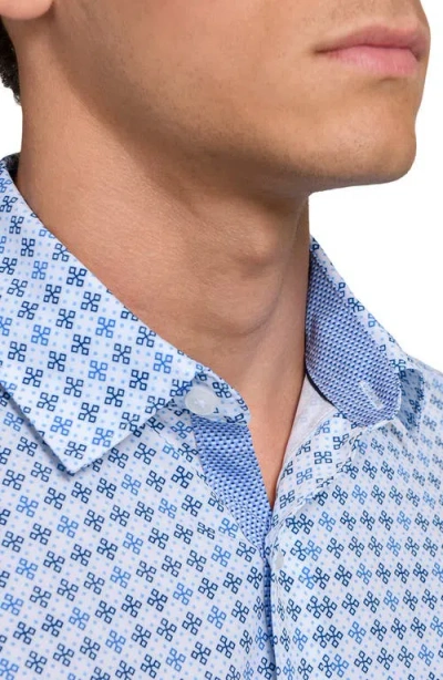 Construct Quadruple Diamond Woven Long Sleeve Basic In Blue