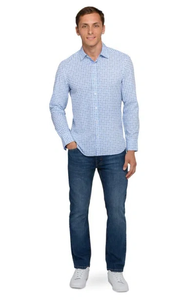 Construct Quadruple Diamond Woven Long Sleeve Basic In Blue