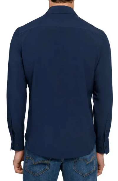 Construct Solid Woven Long Sleeve Basic In Blue